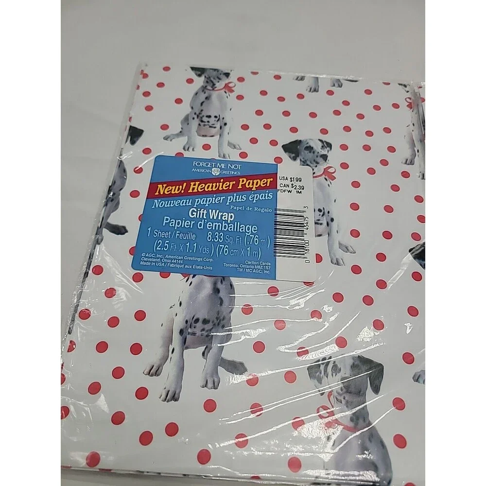2 Vintage Gift Wrap Dalmatian Puppies American Greetings Forget Me Not